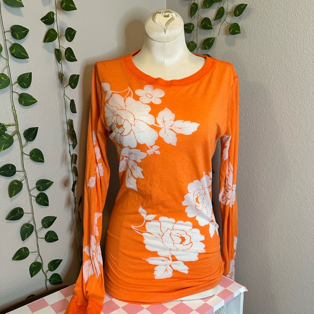 Rare Vintage free people long sleeve women’s medium orange Y2K